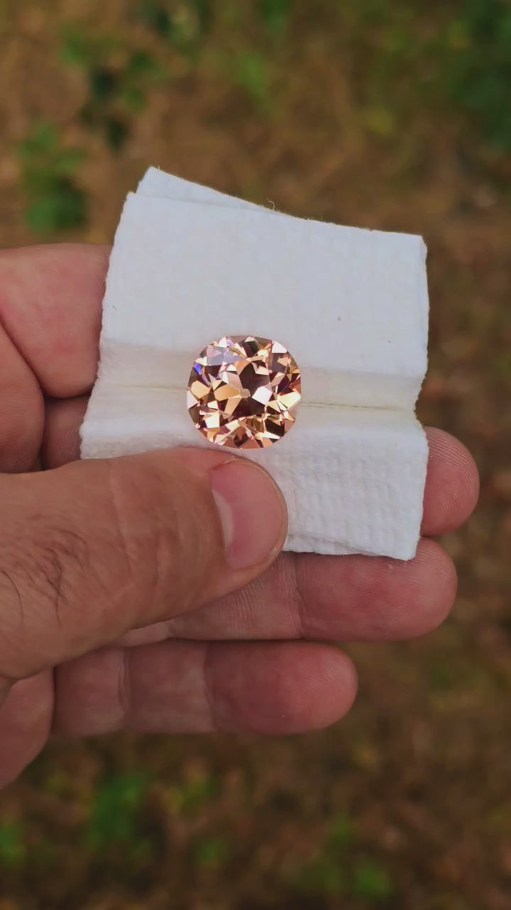 Peachy 🍑 "Morganite" Colored Lab Sapphire, Antique Cushion Cut, 22.5 Carats