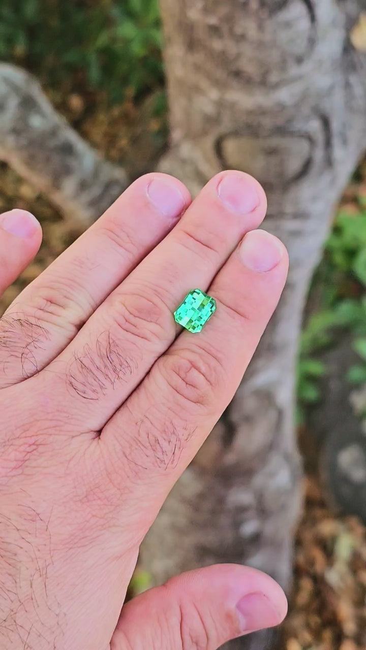 Djeva Green Lab Sapphire, Pixel Rectangle Cut, 5.06 Carats