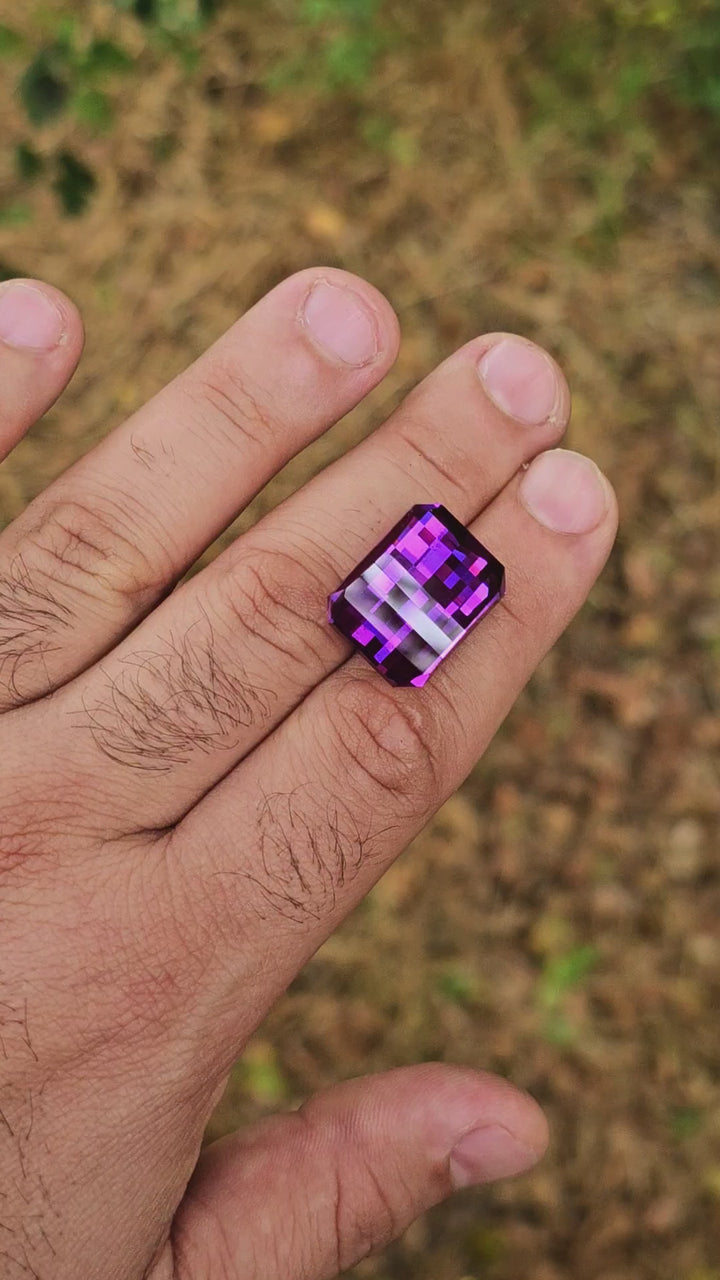 Purple Czochralski Lab Sapphire, Pixel Rectangle Cut, 40.5 Carats