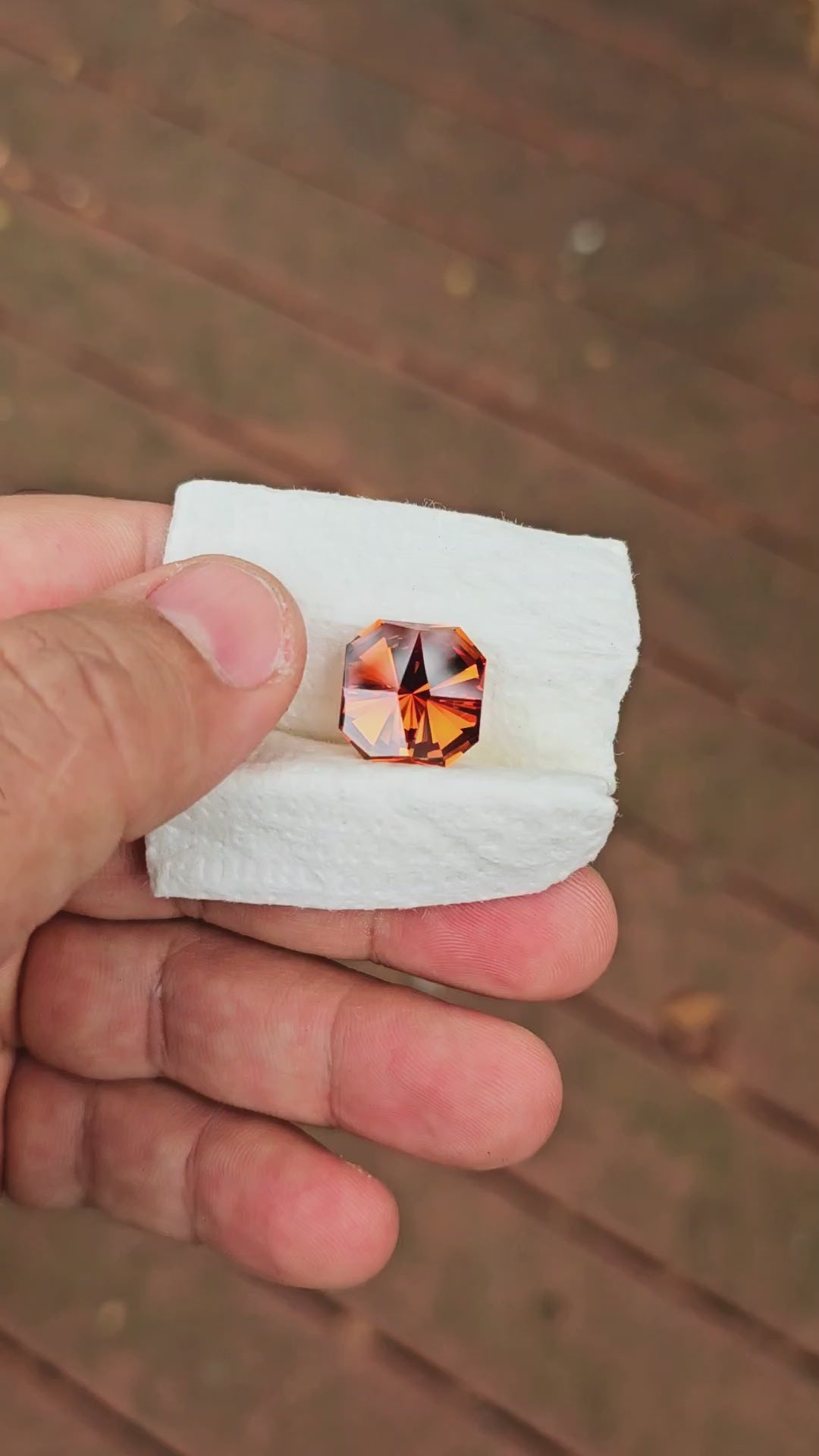 Whisky Orange Lab Sapphire, Tessellation Cut, 15.82 Carats