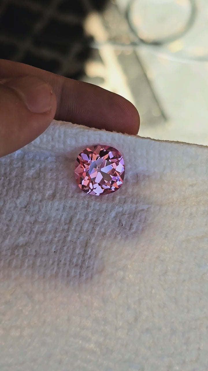 Light Pink Padparadscha Lab Sapphire, Antique Cushion Cut,  15.6 Carats