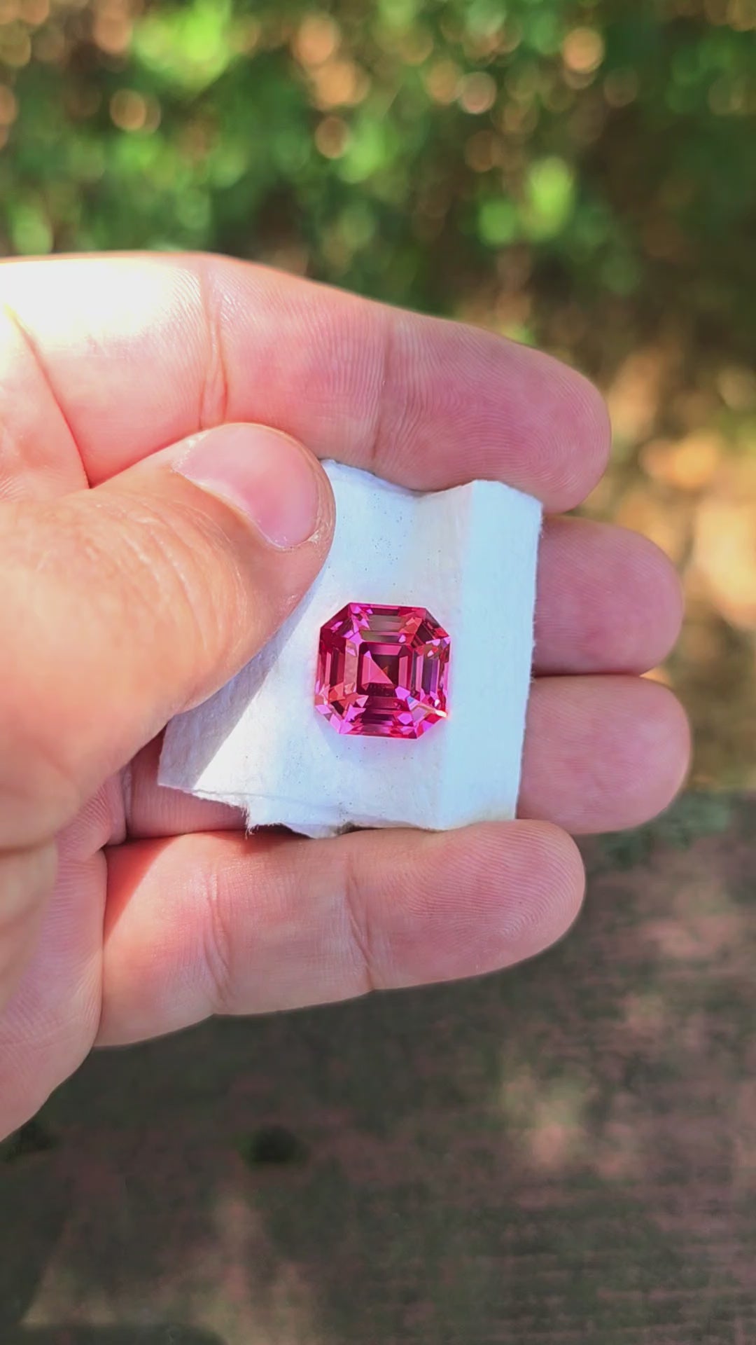 Fire Padparadscha Lab Sapphire, Asscher Cut, 13.15 Carats