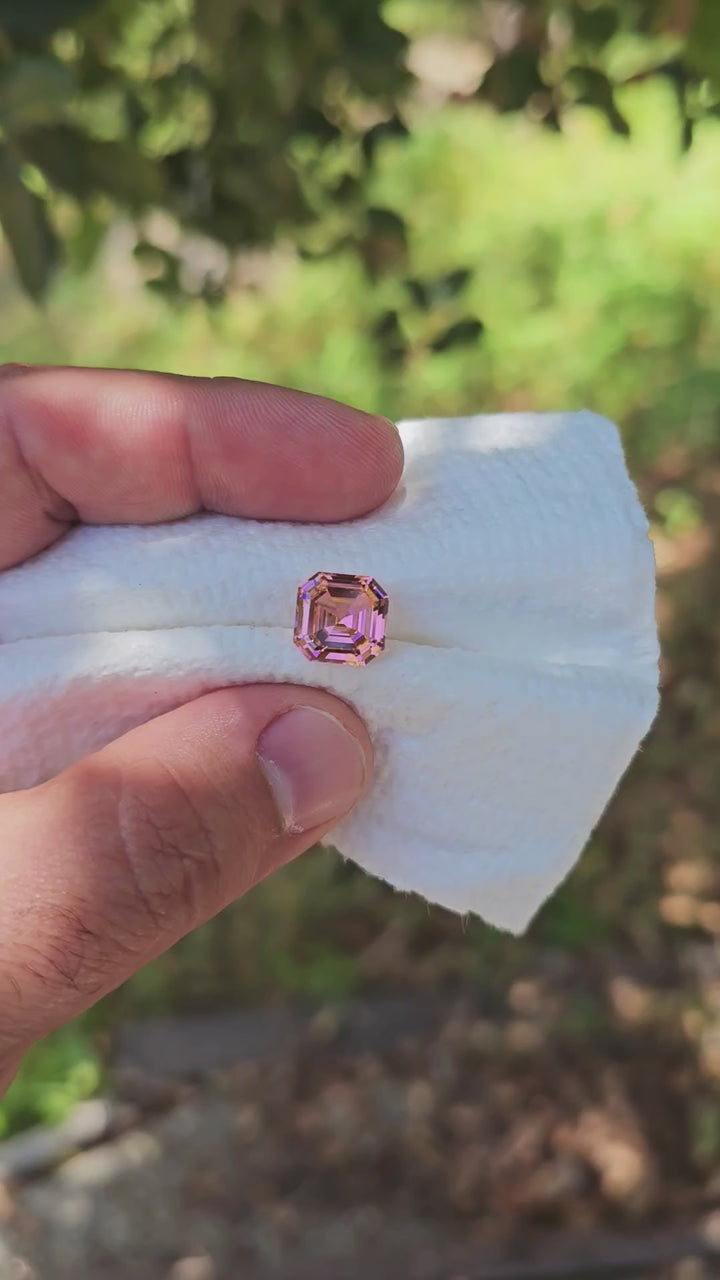 High Concentration Padparadscha Erbium YAG, Asscher Cut, 7.65 Carats