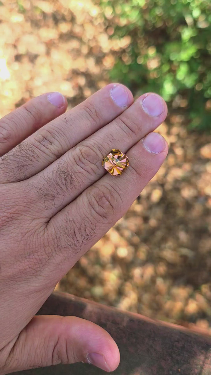 Toasted Orange Erbium YAG, Tessellation Cut, 12.00 Carats
