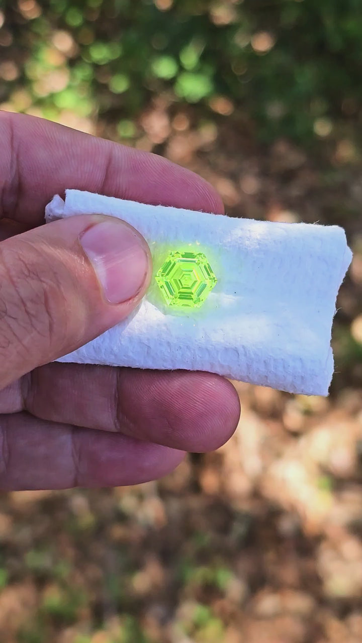 Green LuAG, Hexagon Step Cut, 12.55 Carats