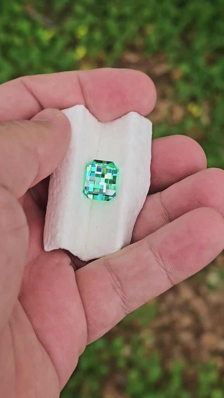 Teal "Paraiba" YAG, Pixel Rectangle Cut, 11.40 Carats