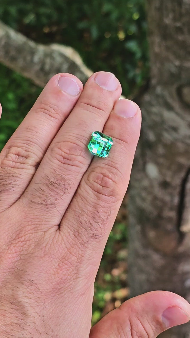 Teal "Paraiba" YAG, Pixel Square Cut, 9.50 Carats