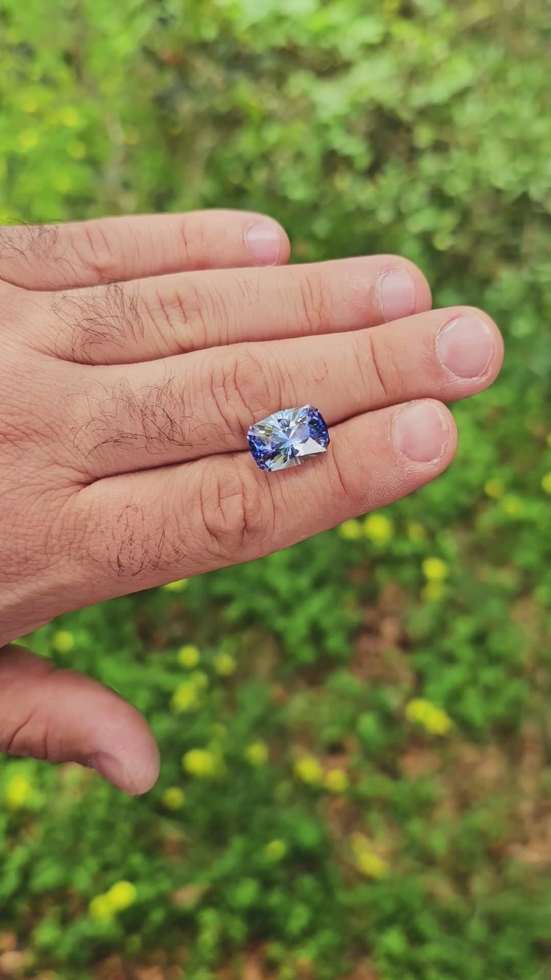 Steel Blue Lab Sapphire, House Of Sylas Long Cushion Cut, 10.2 Carats