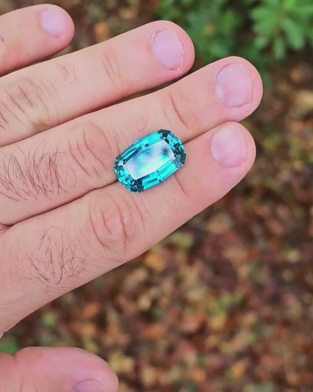 Deep Cobalt Teal Lab Sapphire, Long Cushion Step  Cut, 22.06 Carats