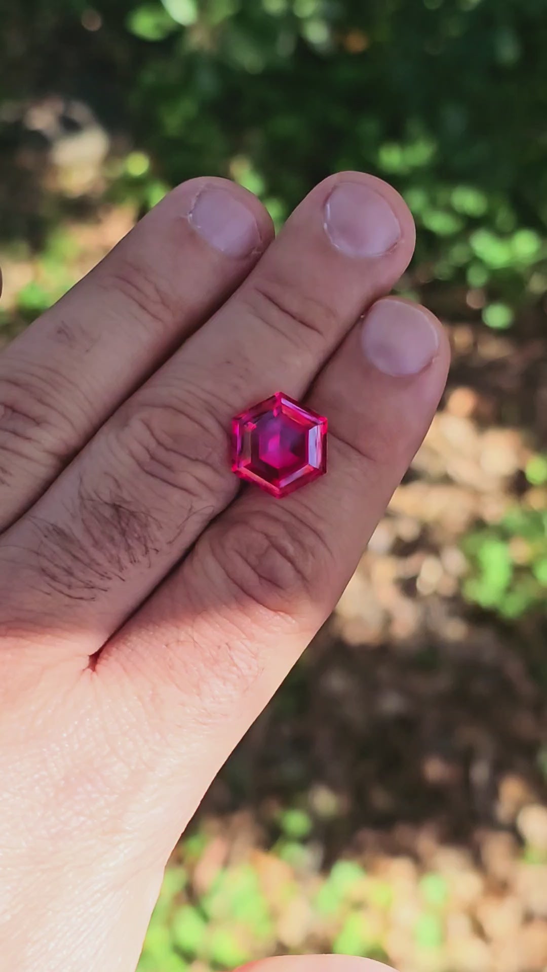 Fire Neon Red Lab Ruby, Hexagon Step Cut, 11.55 Carats