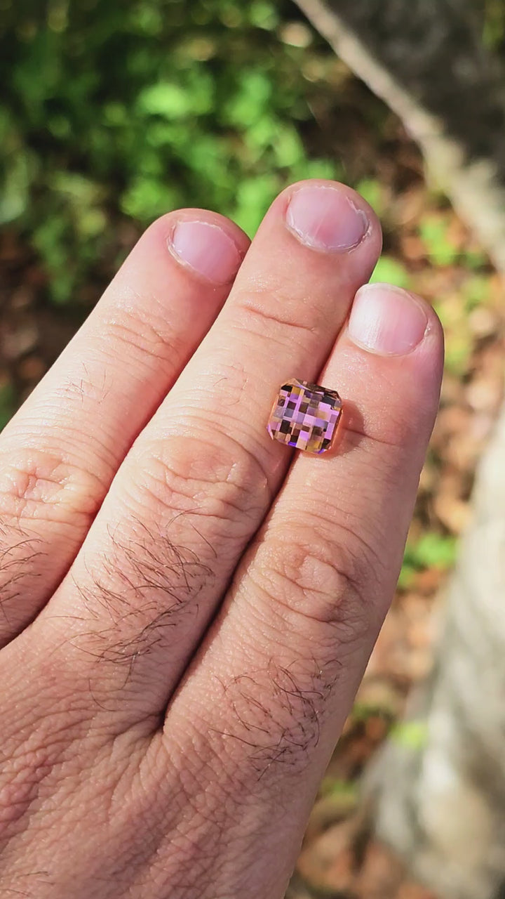 Padparadscha Erbium YAG, Pixel Square Cut, 7.18 Carats