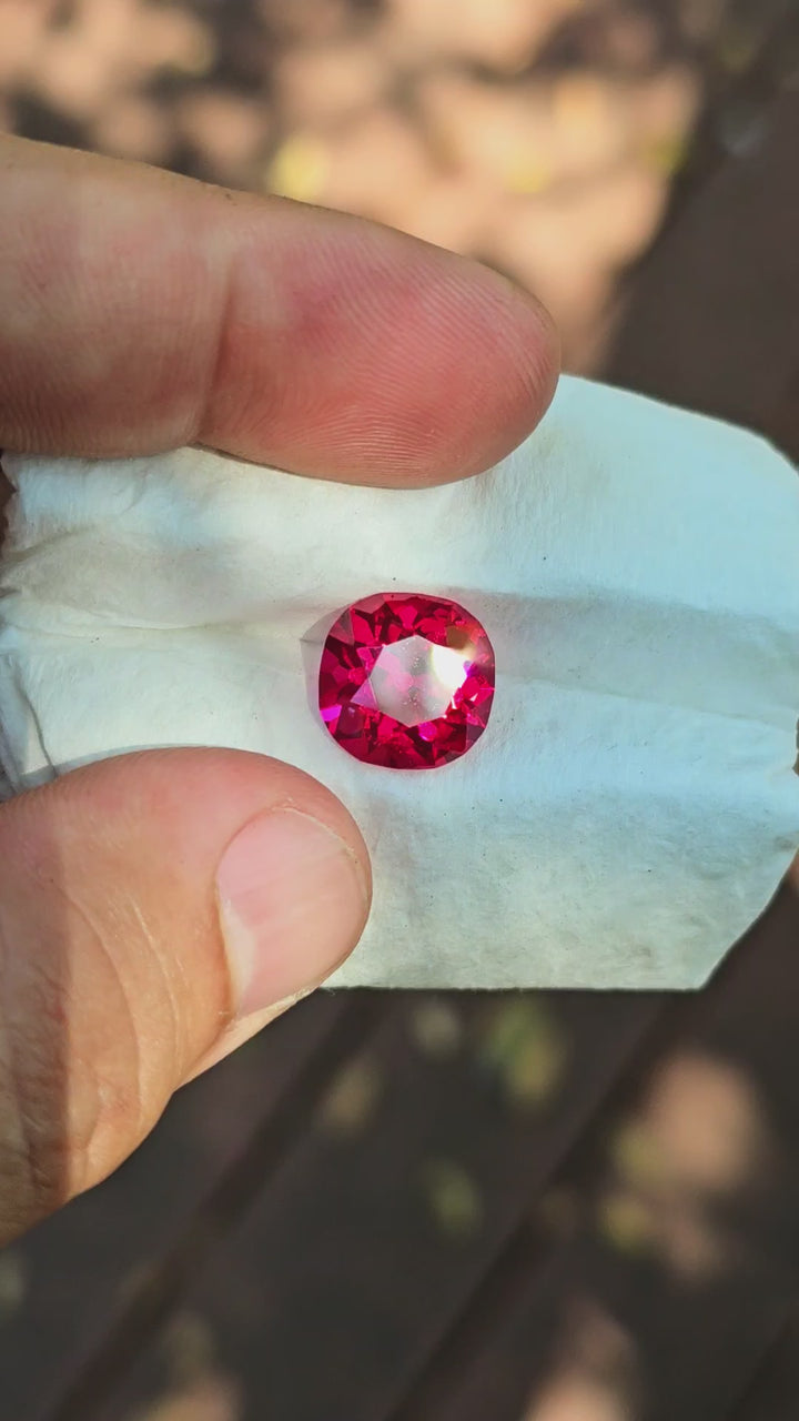 Pigeon Blood Lab Spinel, Antique Cushion Cut, 8.6 Carats