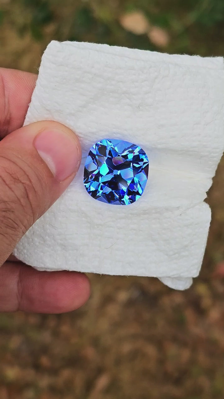 Cornflower Blue Lab Spinel, Antique Cushion Cut, 32.15 Carats