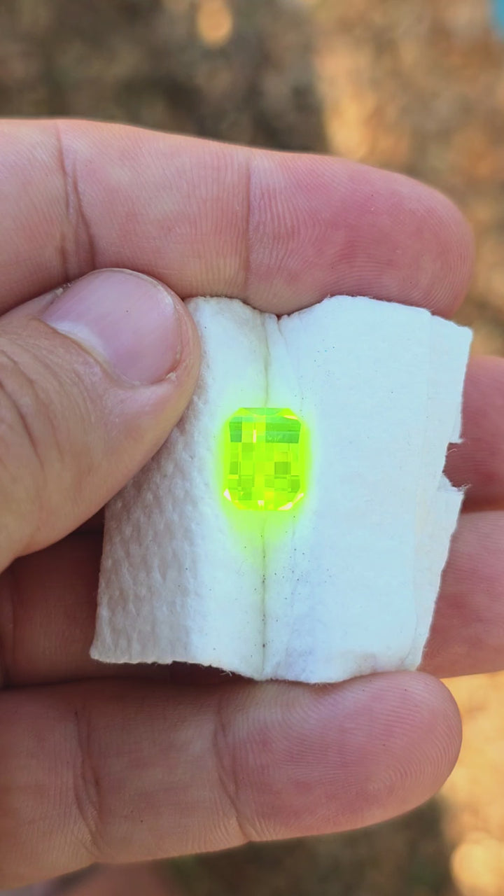 LuAG "ULTRA GREEN", Pixel Rectangle Cut, 7.80 Carats