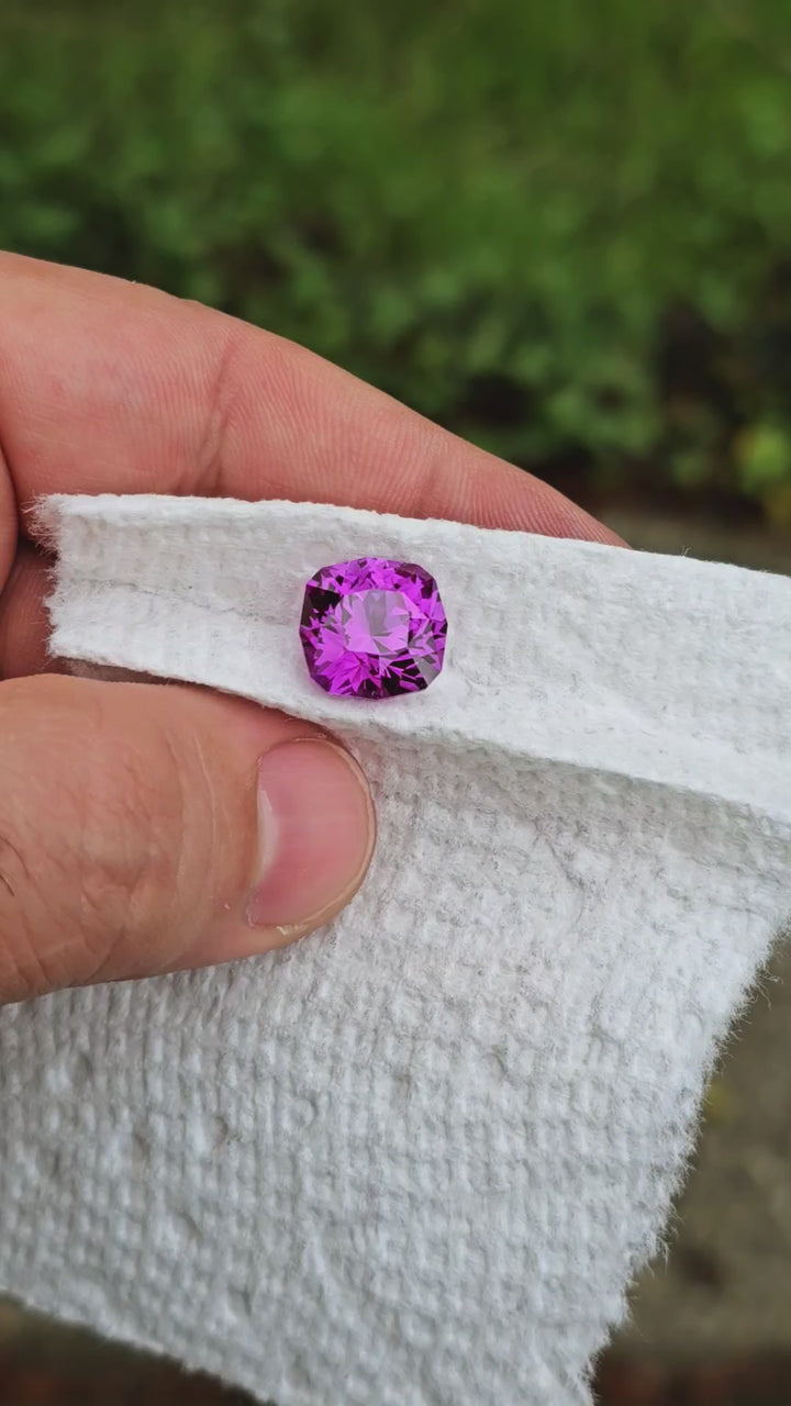 Color Shift Purple Lab Sapphire, House Of Sylas Cushion Cut, 9.6 Carats