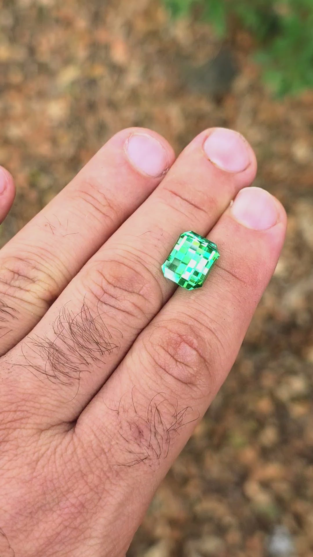 Vivid Green Vanadium YAG, Pixel Rectangle Cut, 9.95 Carats