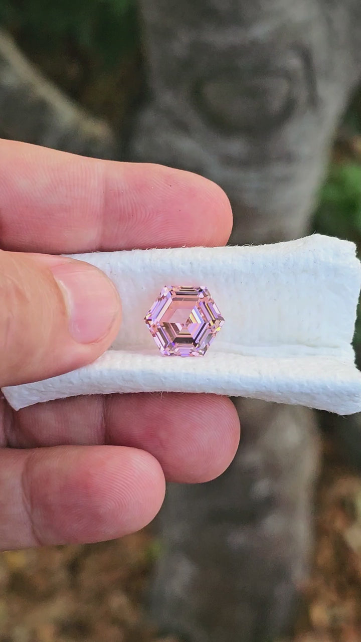 Soviet Era Padparadscha Erbium YAG, Hexagon Step Cut, 14.56 Carats