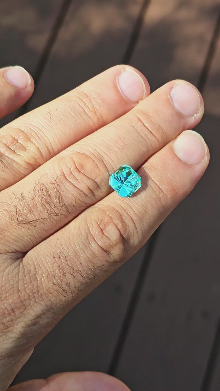 Teal "Paraiba" YAG, Tessellation Cut, 6.07 Carats