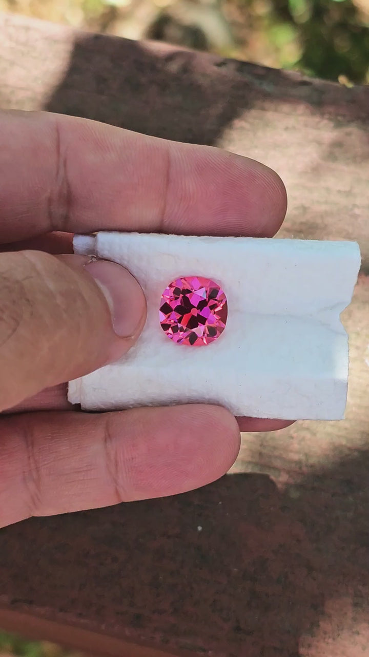 Czochralski Titanium Pink Sapphire, Antique Cushion Cut, 9.34 Carats