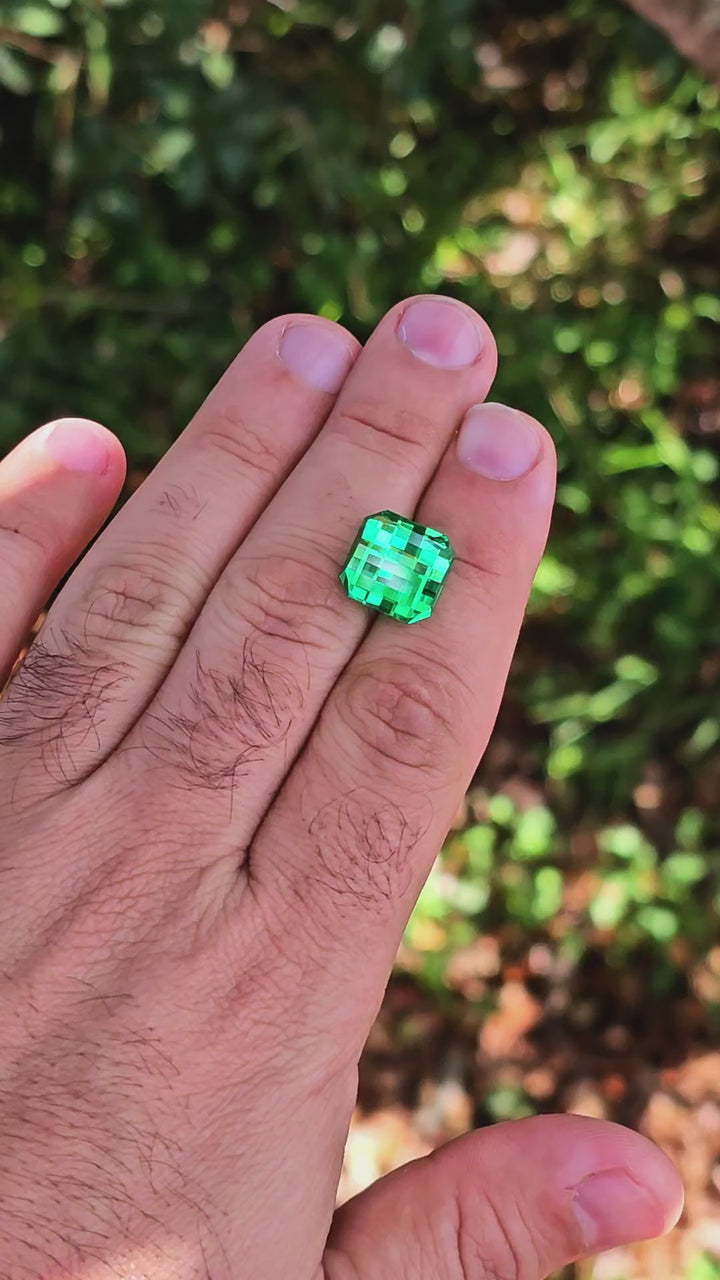 Vivid Green Vanadium YAG, Pixel Square Cut, 15.32 Carats