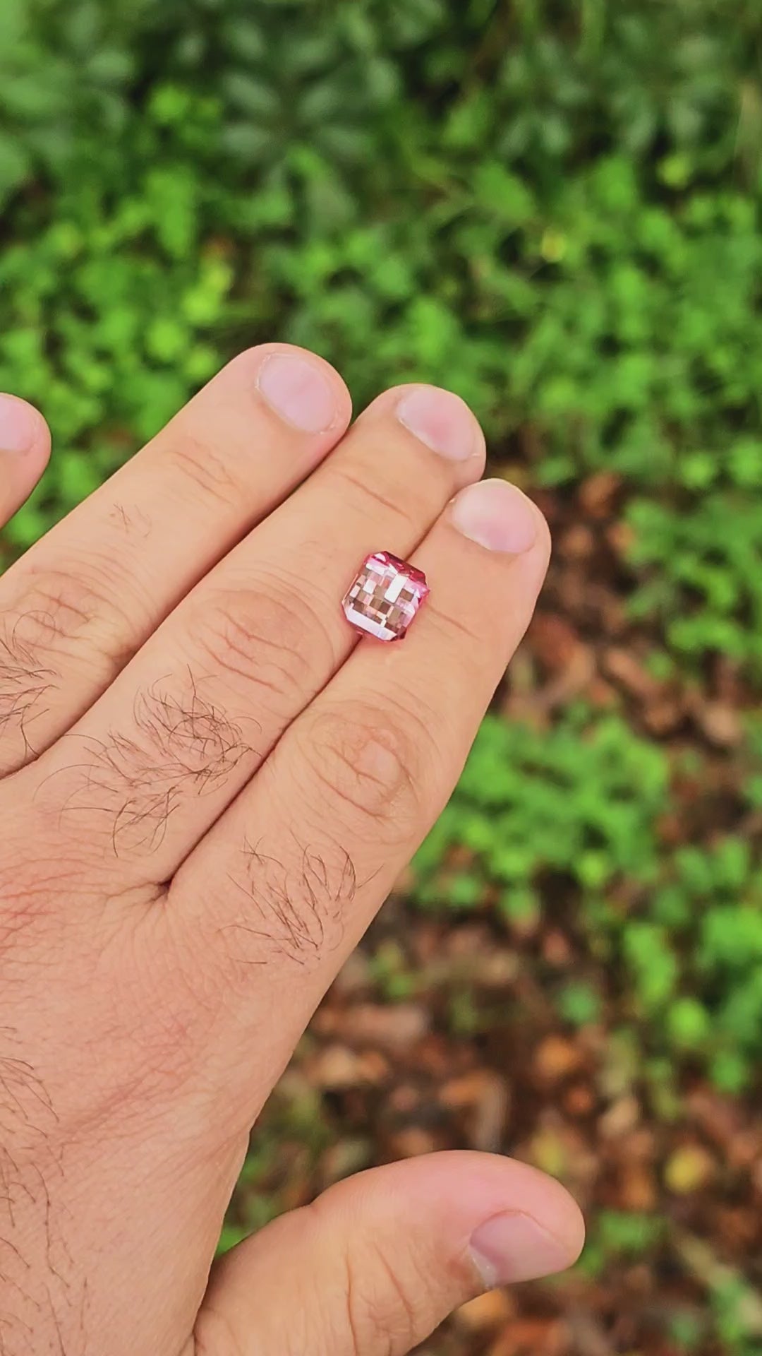 Light Pink Padparadscha Lab Sapphire, Pixel Rectangle Cut, 5.80 Carats