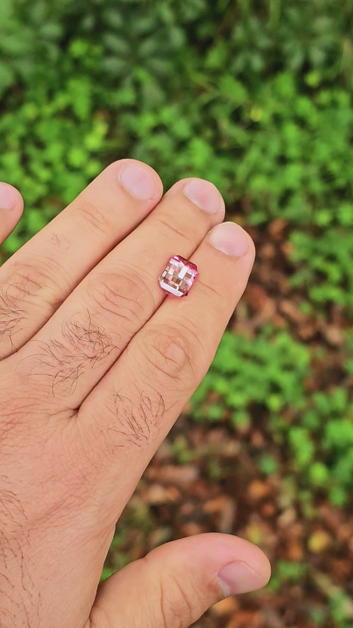Light Pink Padparadscha Lab Sapphire, Pixel Rectangle Cut, 5.80 Carats
