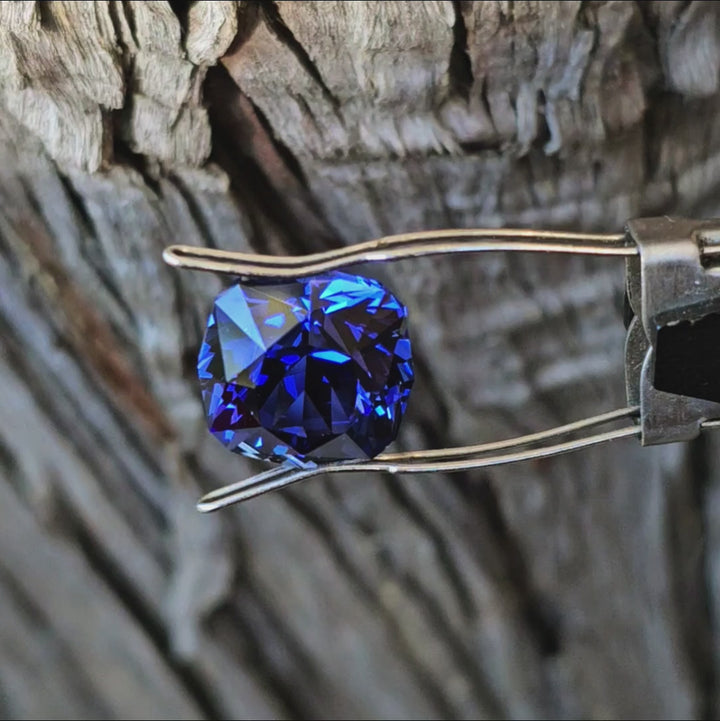 Blue Czochralski Lab Sapphire, House Of Sylas Cushion Cut, 11.4 Carats