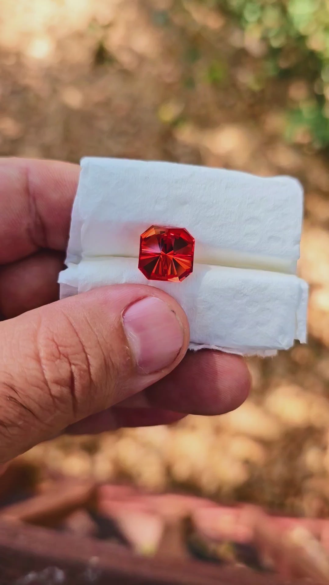 Fire Orange Lab Sapphire, Tessellation Cut, 8.4 Carats