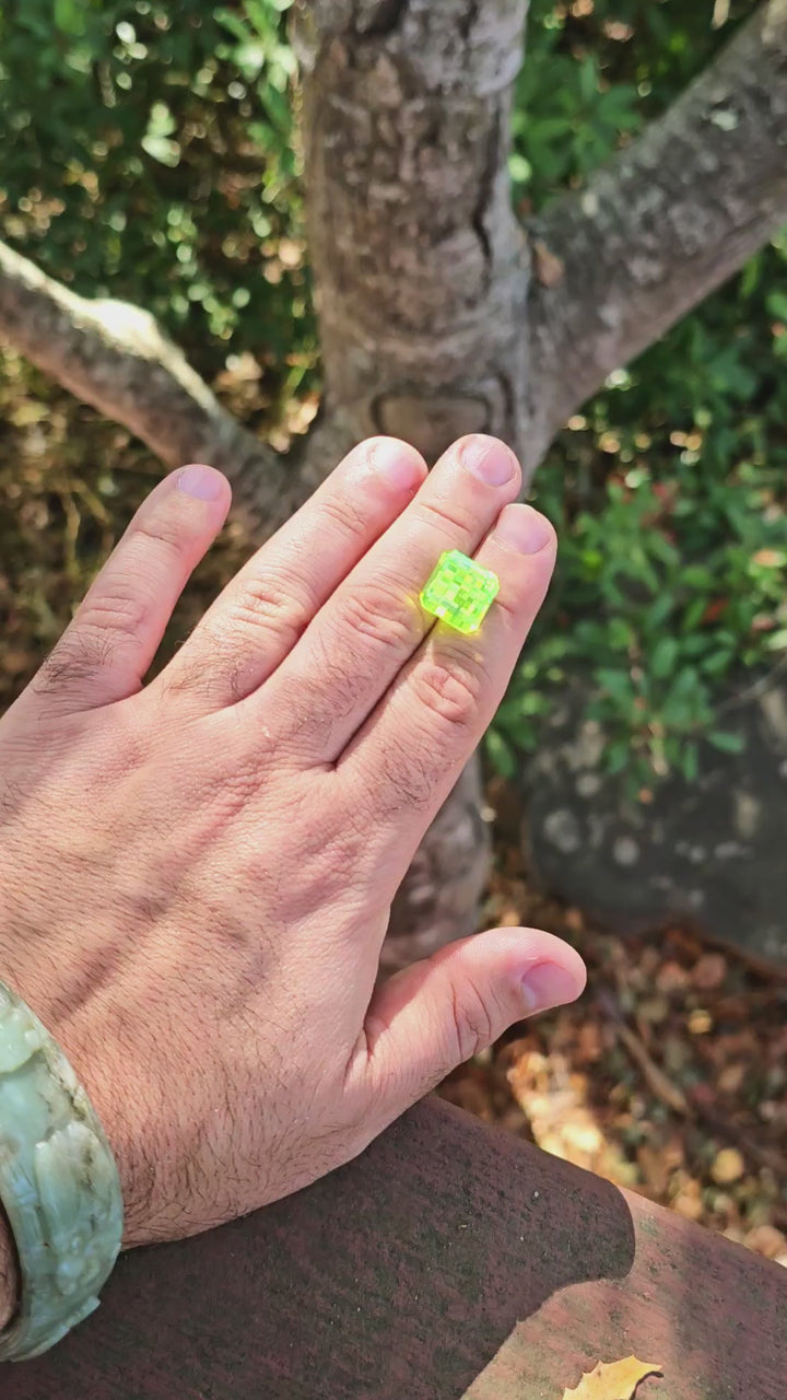 Green LuAG, Pixel Square Cut, 31.90 Carats