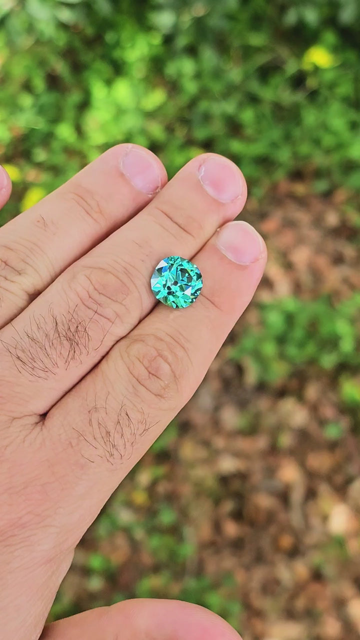 Cobalt Teal Lab Sapphire, Antique Cushion Cut, 8.30 Carats