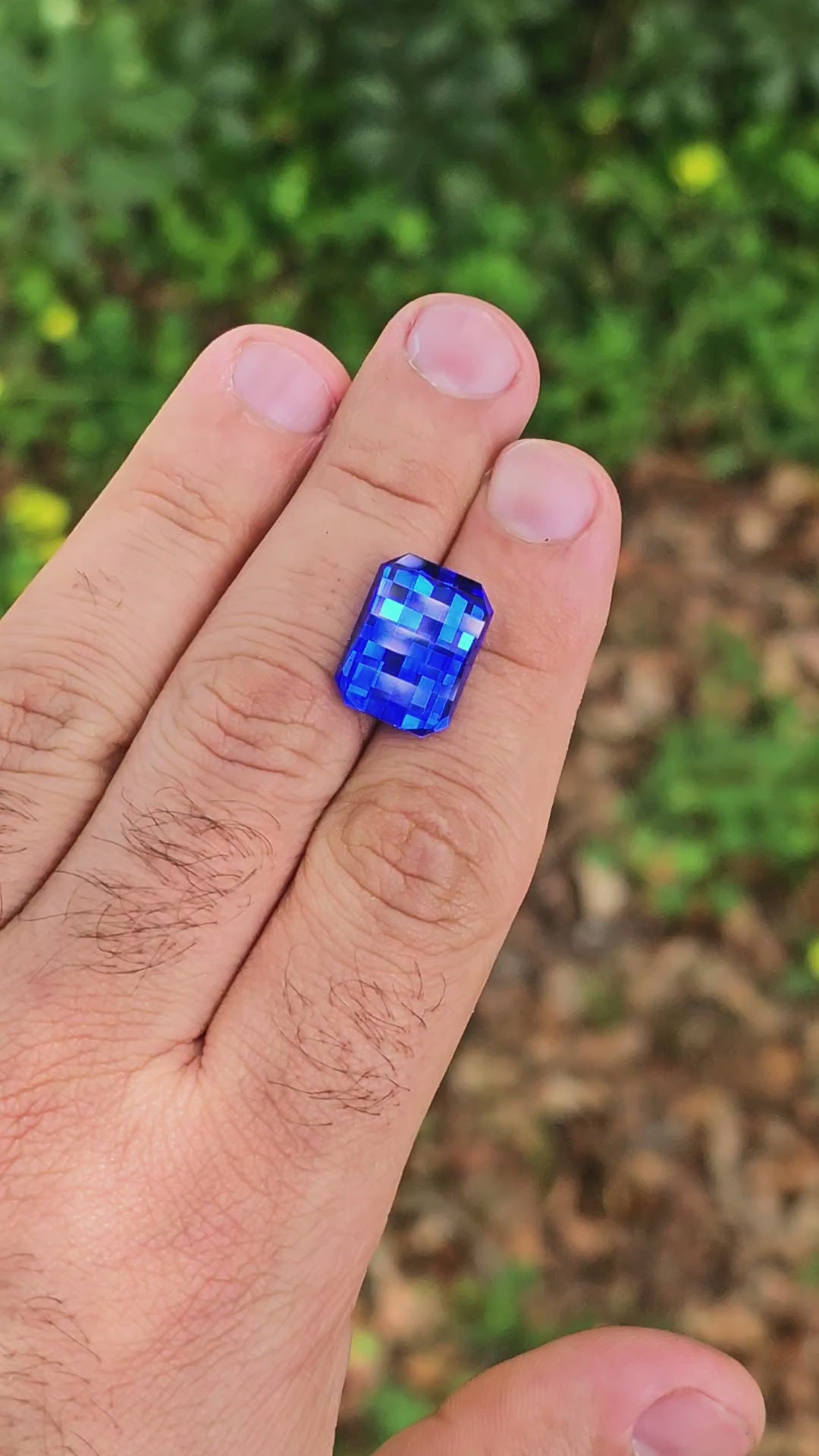 Djeva Fire Blue Lab Spinel, Pixel Rectangle Cut, 14.92 Carats