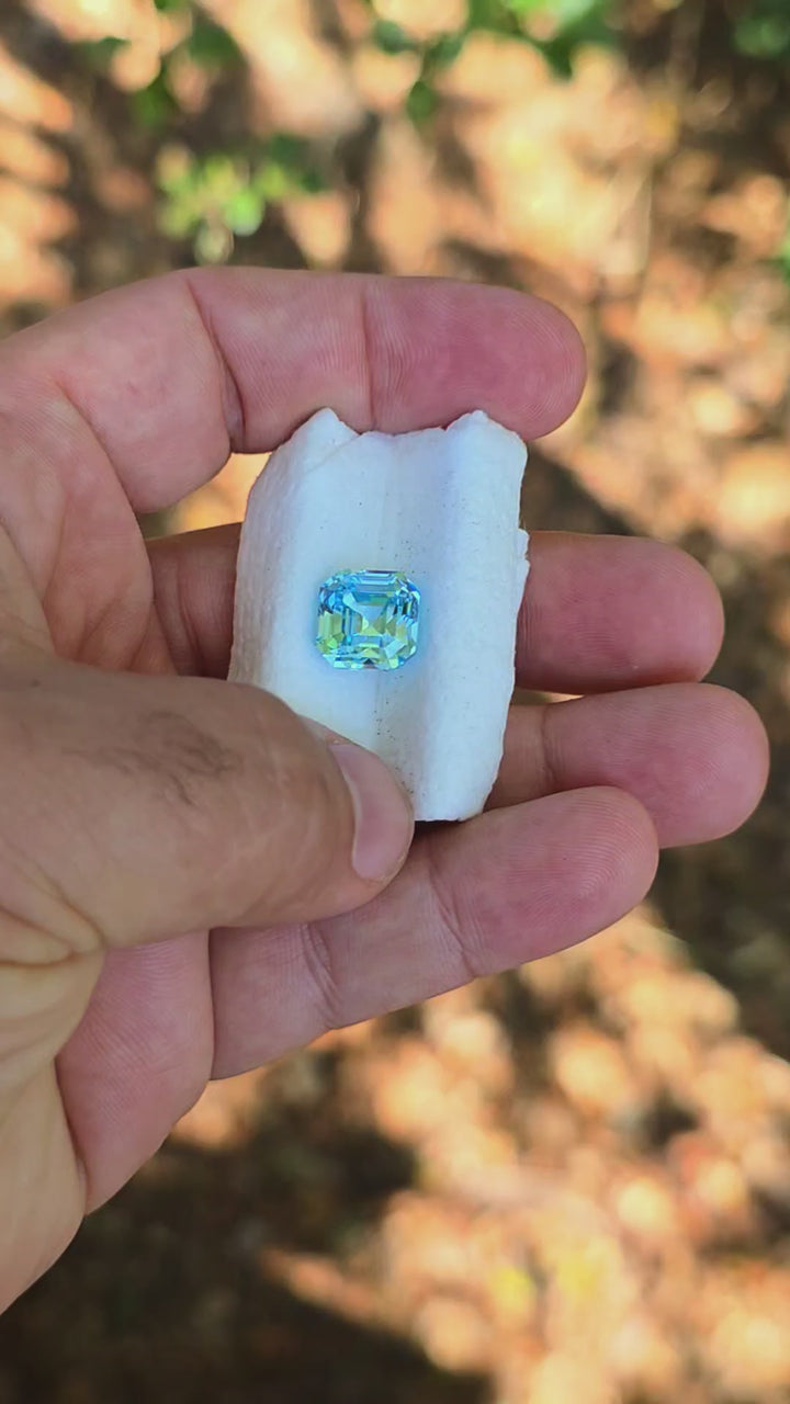 Aqua Blue Lab Sapphire, Asscher Cut, 10.09 Carats