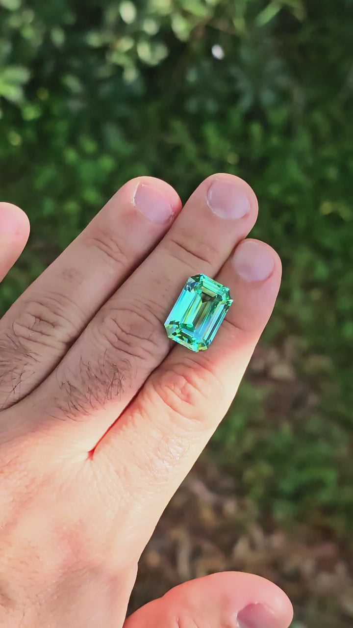 Pastel Mint Laser Garnet, Emerald Cut, 21.07 Carats