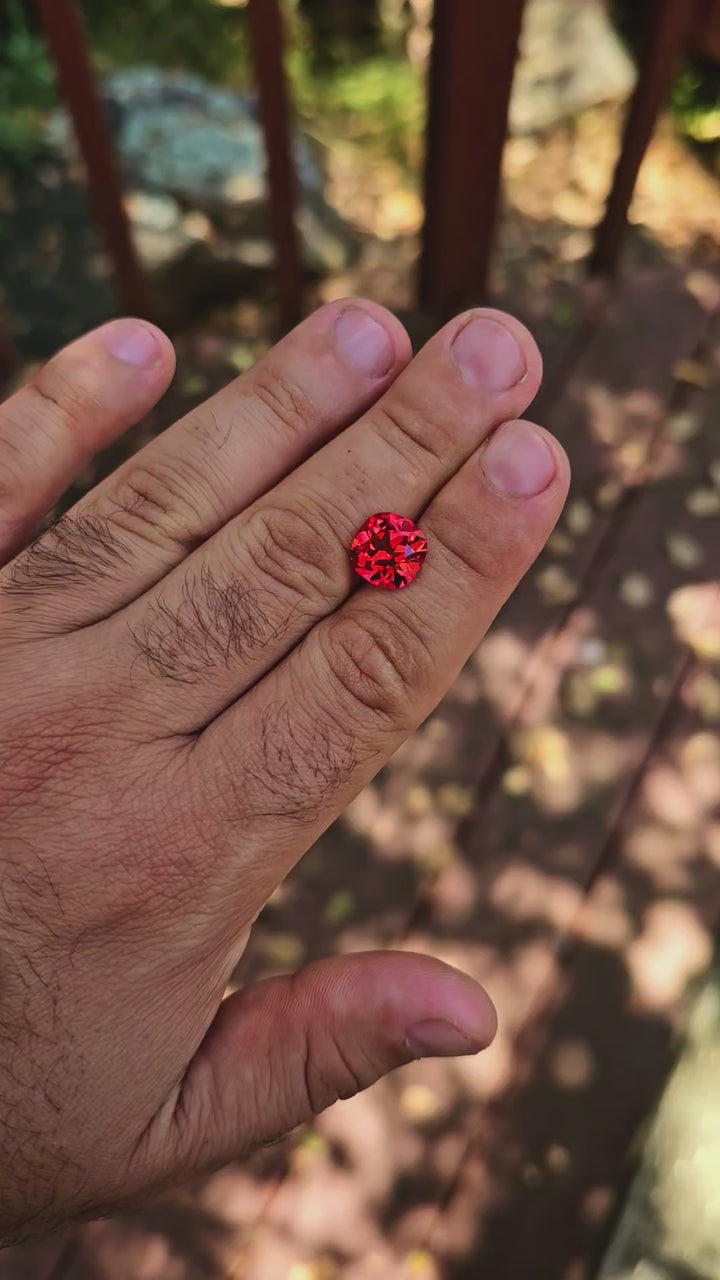 Fire Orange Red Lab Sapphire, Antique Cushion Cut, 6.85 Carats