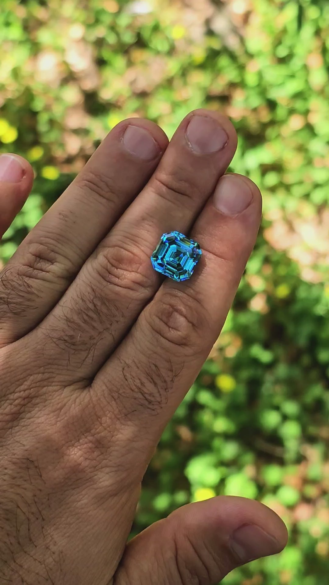 Blue Cobalt YAG, Asscher Cut, 13.09 Carats