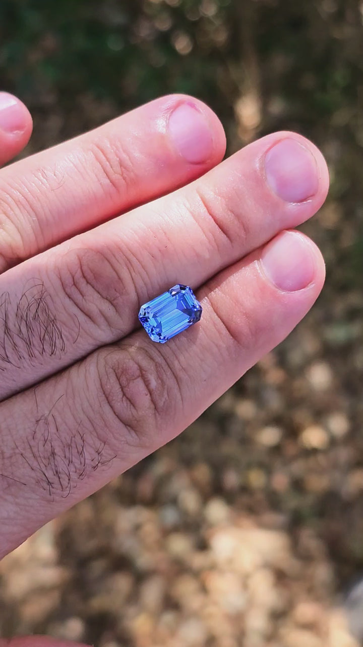 Blue Czochralski Lab Sapphire, Emerald Cut, 5.98 Carats