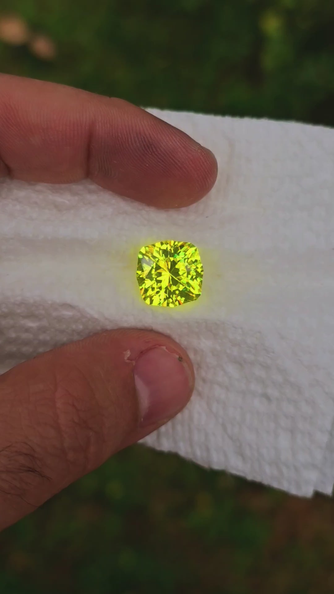 "Ultra" Glow In The Dark Lab Garnet, House Of Sylas Cushion Cut, 20.25 Carats