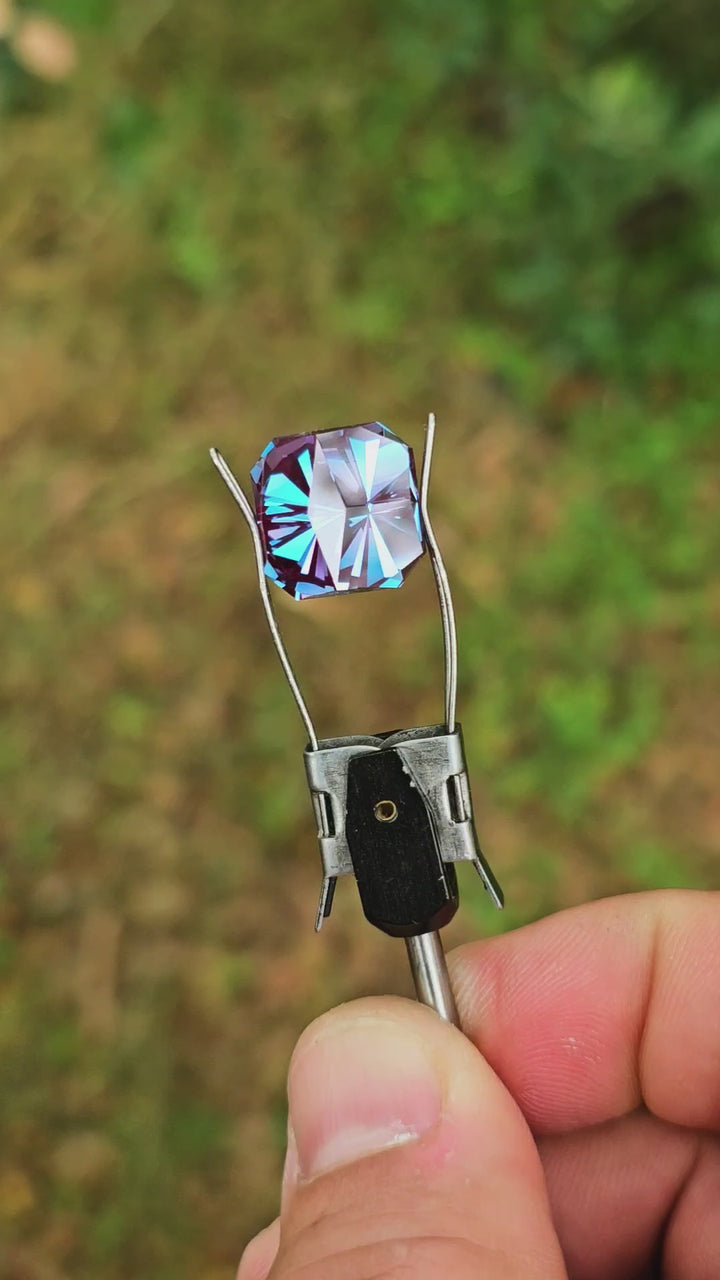 Bright Teal Colored Czochralski Alexandrite, Tessellation Cut, 16.75 Carats