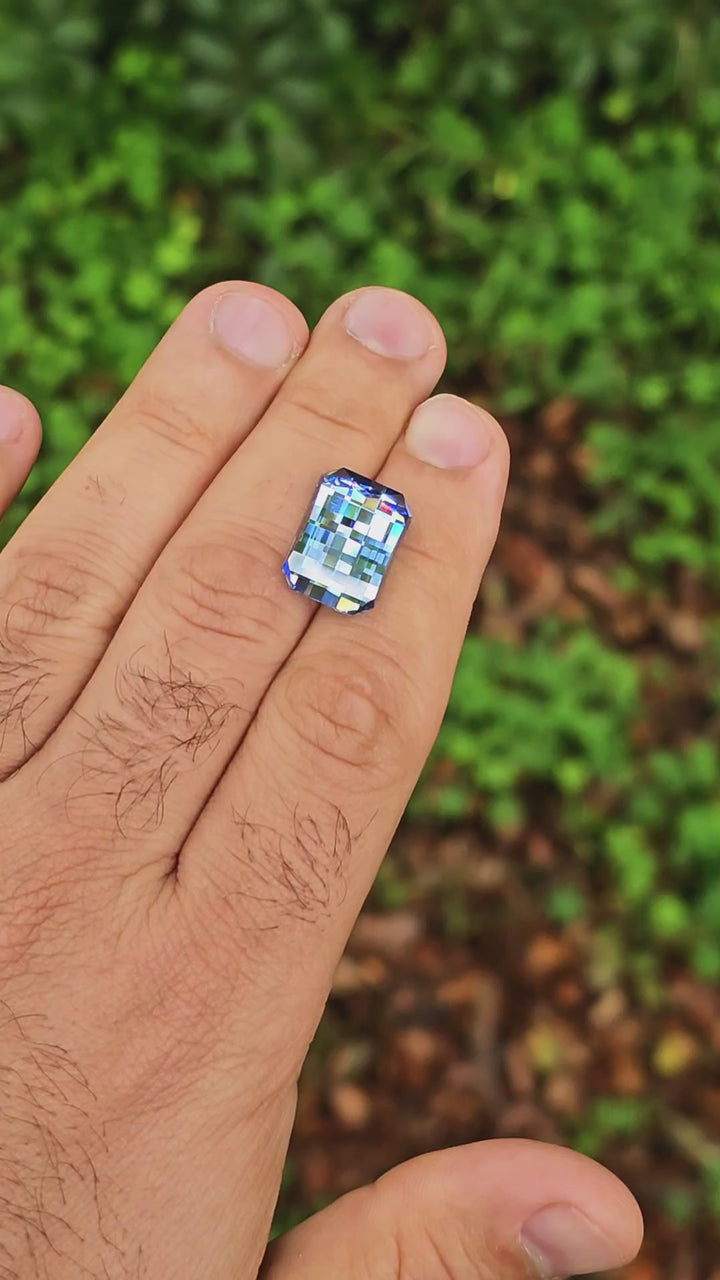 Light Cornflower Blue Lab Spinel, Pixel Rectangle Cut, 16.95 Carats