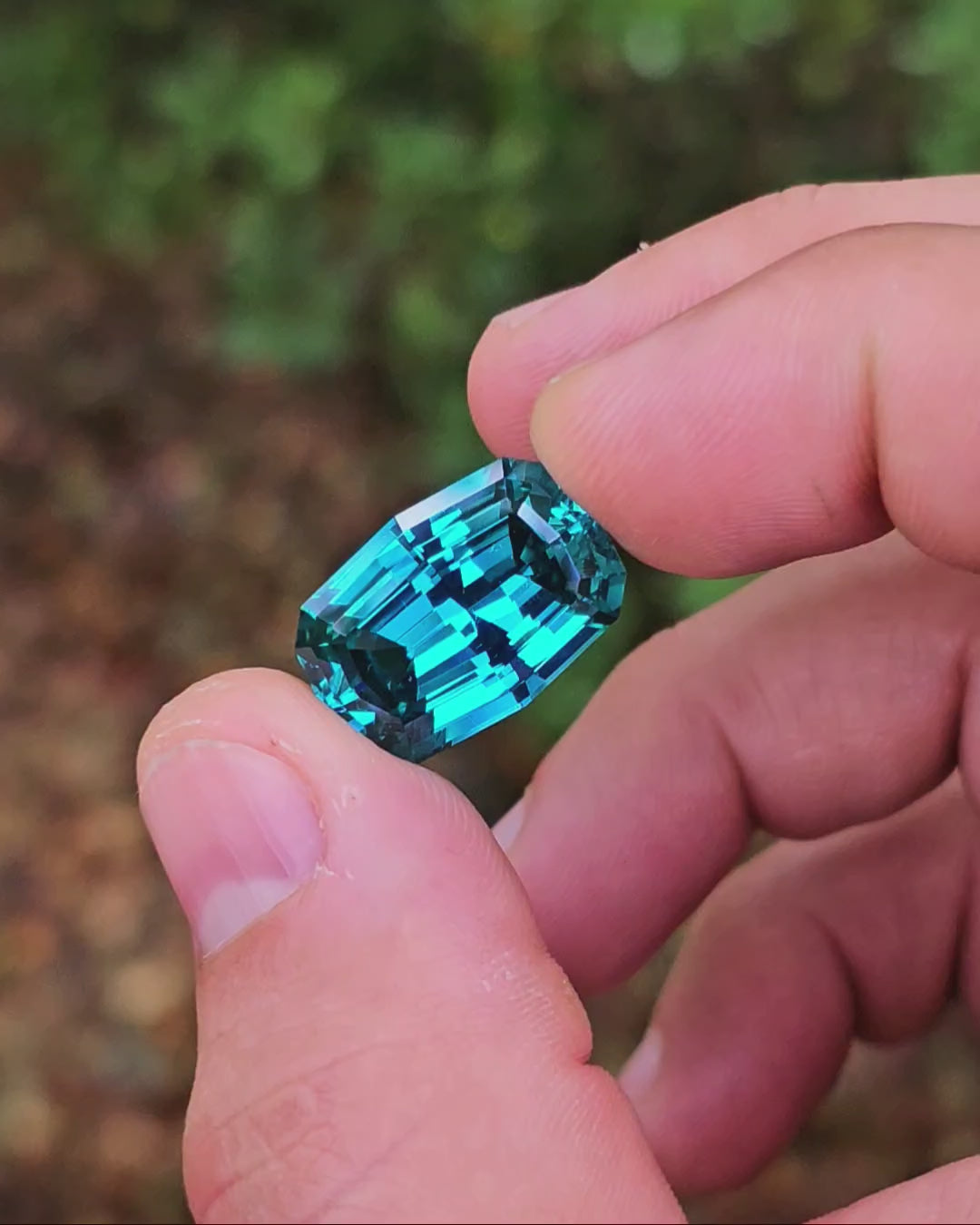 Deep Cobalt Teal Lab Sapphire, Long Cushion Step  Cut, 22.06 Carats