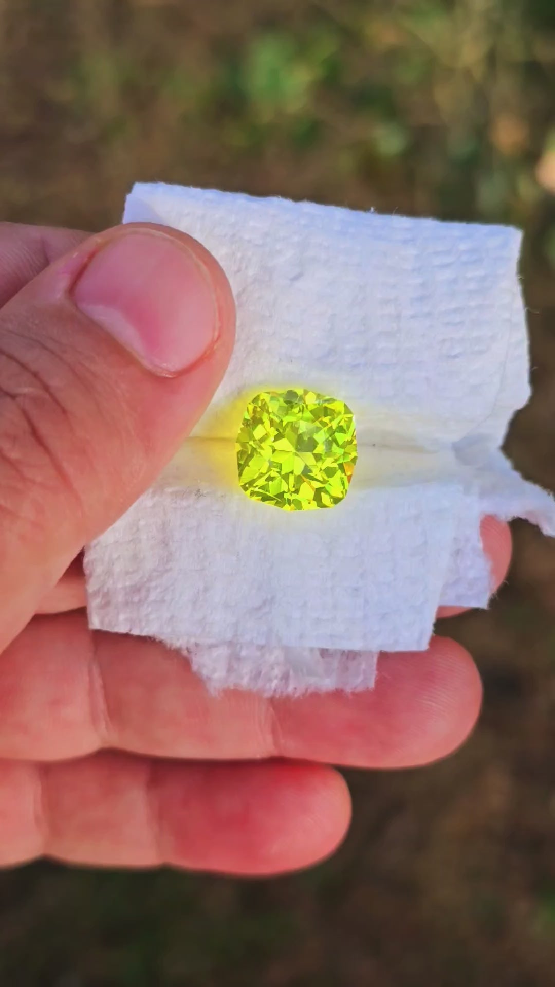"Ultra" Glow In The Dark Lab Garnet, House Of Sylas Cushion Cut, 18.85 Carats