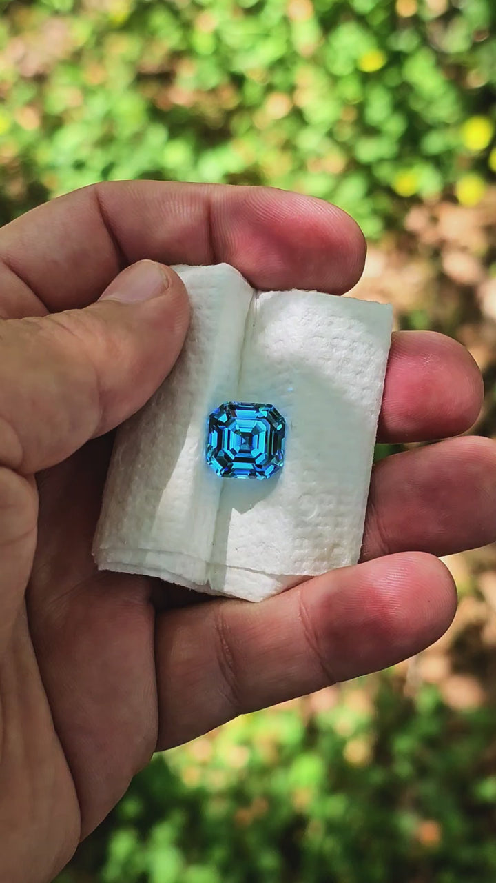 Blue Cobalt YAG, Asscher Cut, 13.09 Carats