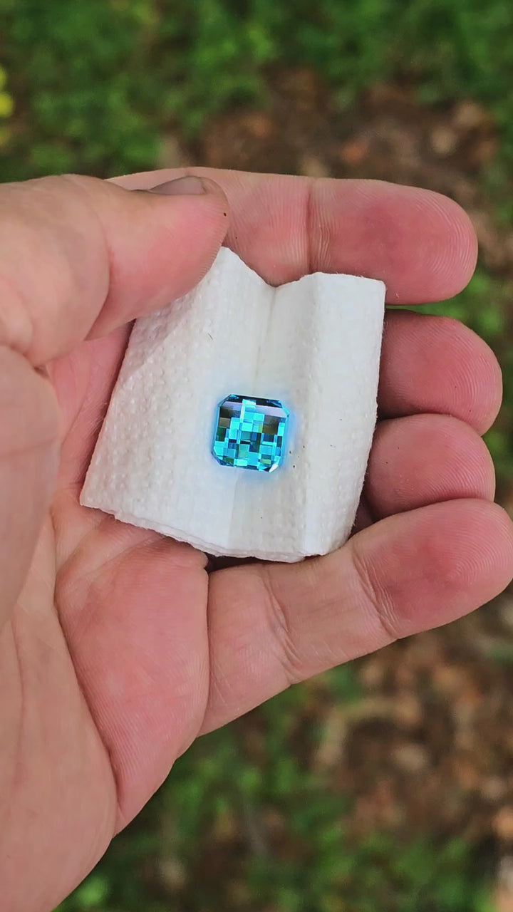 Blue Cobalt YAG, Pixel Square Cut, 7.86 Carats