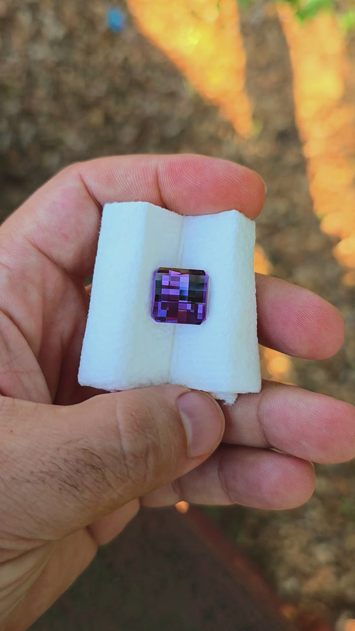 Djeva Color Change Lab Sapphire, Pixel Square Cut, 12.39 Carats