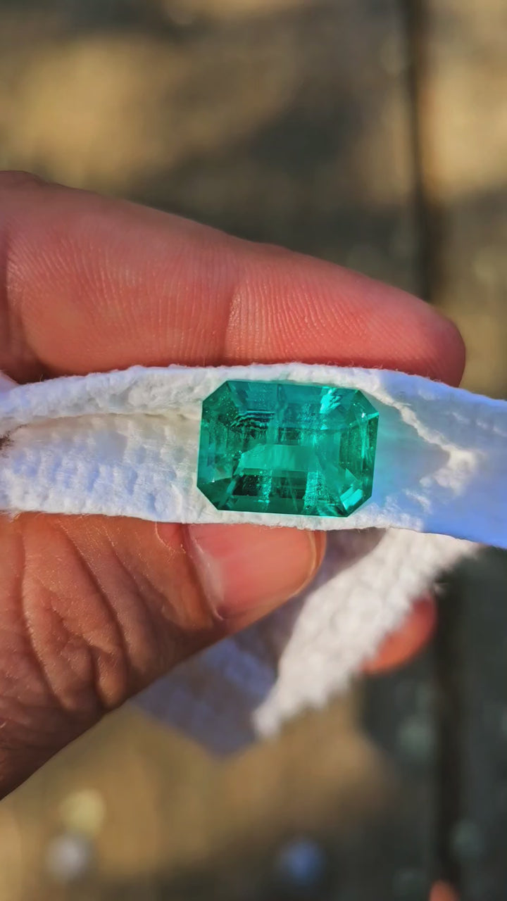 Colombian Color Green Lab Emerald, Emerald Cut, 8.56 Carats