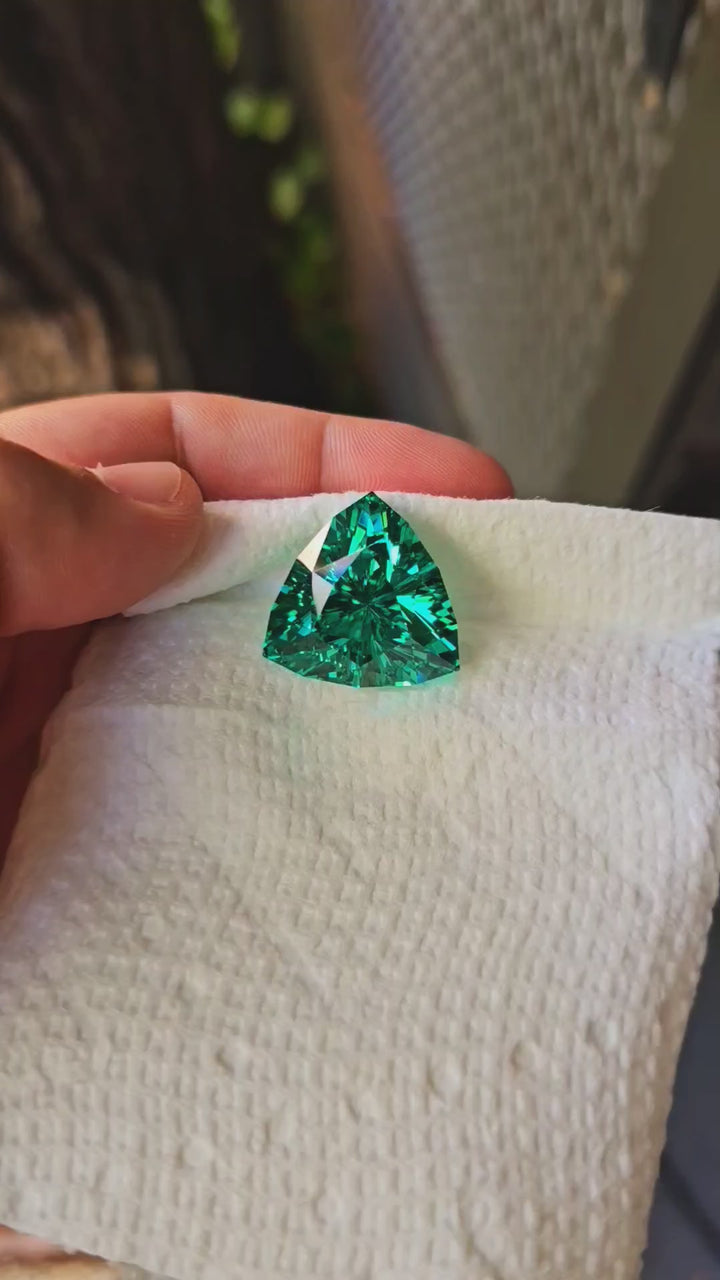 Repurposed Teal "Paraiba" YAG, Trillian Internal Reflections Cut, 52.4 Carats