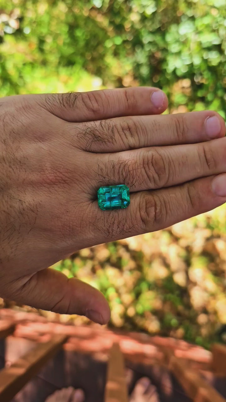 Colombian Color Green Lab Emerald, Emerald Cut, 8.56 Carats