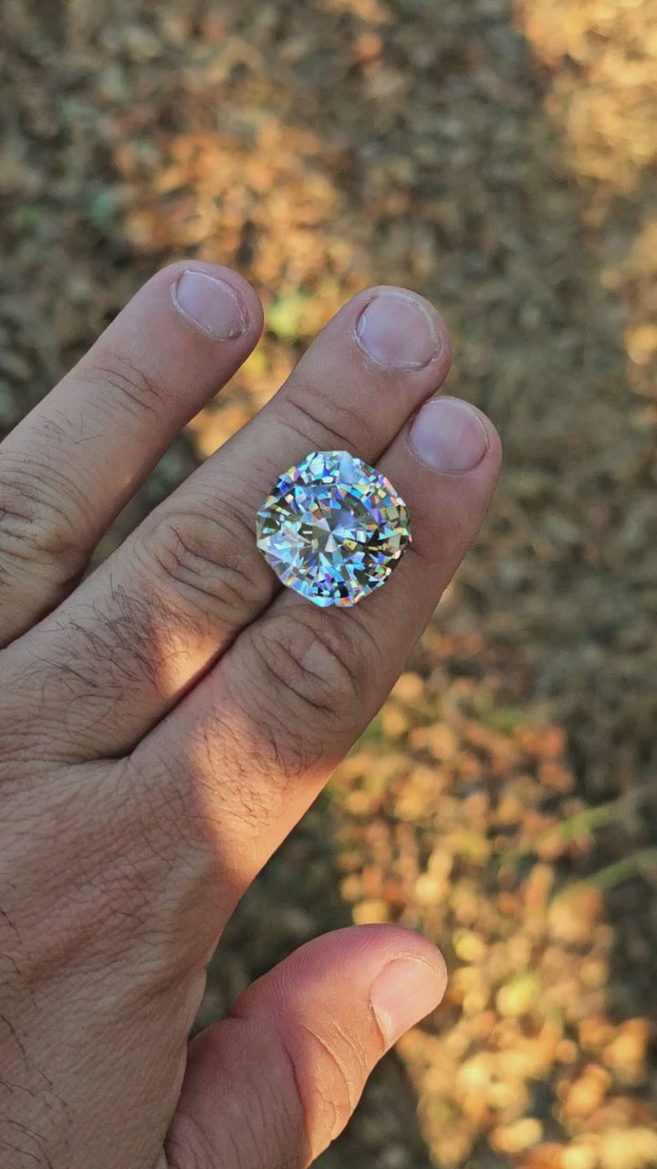 Experimental Grey to Blush Pink Lab Garnet, House Of Sylas Step Cushion Cut, 51.3 Carats