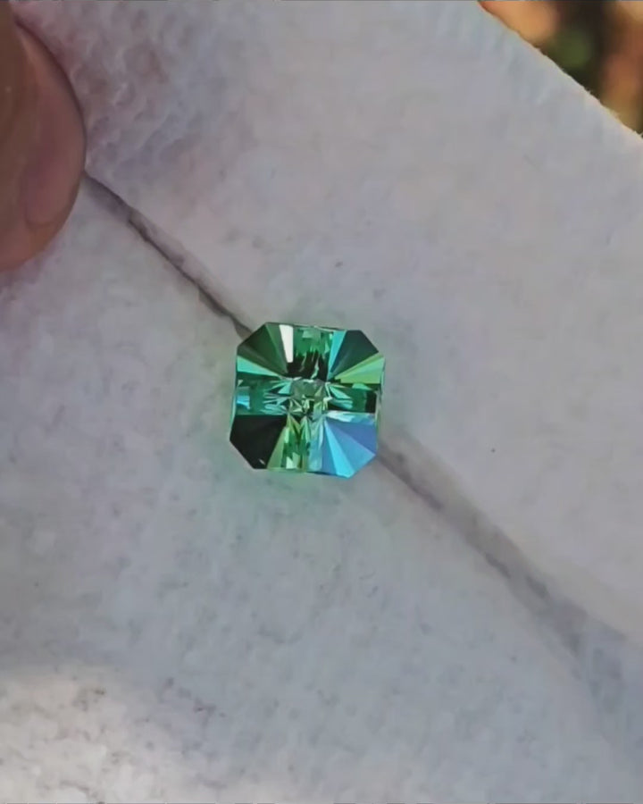 Light Mint Green Lab Sapphire, Tessellation Cut, 7.5 Carats