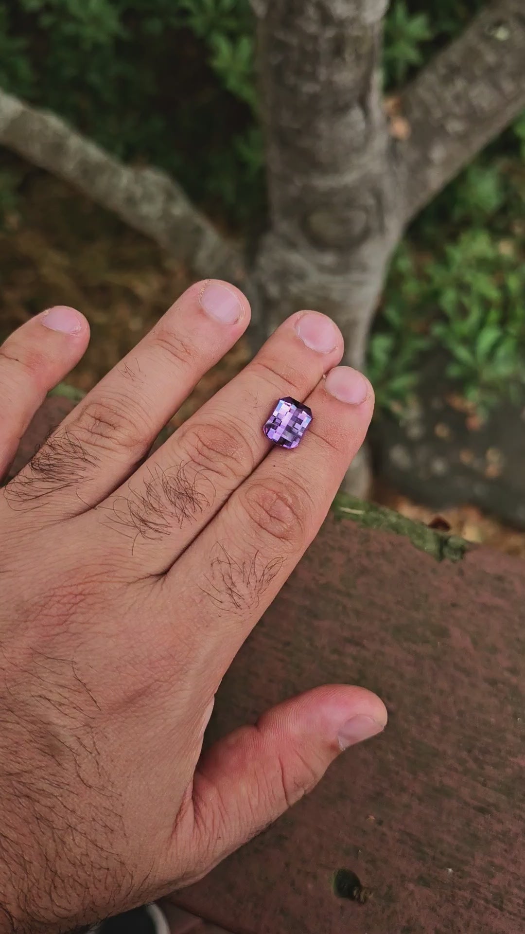 Greyish Mauve Lab Sapphire, Pixel Rectangle Cut, 8.085 Carats